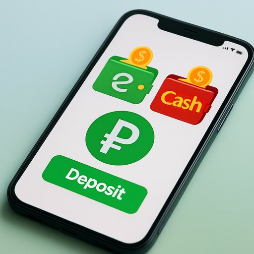 Illustration showing EasyPaisa and JazzCash wallets on a smartphone screen, showing PKR deposits in Pakistan. The scene uses bright, modern icons to communicate quick funding and ease of use.