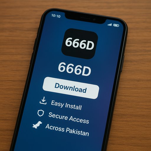 Smartphone screen showing the 666D mobile app download screen in Karachi, illustrating easy installation and a clean user interface for Pakistani users. The image emphasizes fast setup and secure access to gaming content across Pakistan.